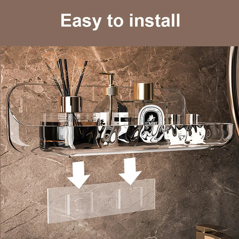 Bathroom Washstand Shelf Acryli No Drill Organizer Shower Storage Rack Cosmetics Storage Rack Wall Mounted Toilet Shampoo Holder