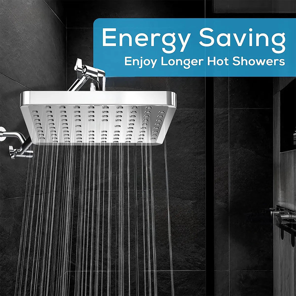 New 6 inches High Pressure Rain Shower Head with Arm 1min Installation Polished Chrome Rainfall Showerhead Anti-Clogging Nozzles