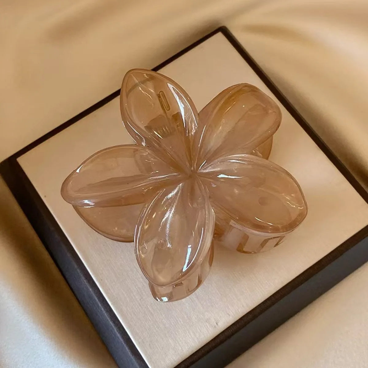 Women's Laser Mermaid Princess Flower Shaped 8cm/3.15in Large-Size Brown Beige Lightweight Plastic Hair Clips Fashionable