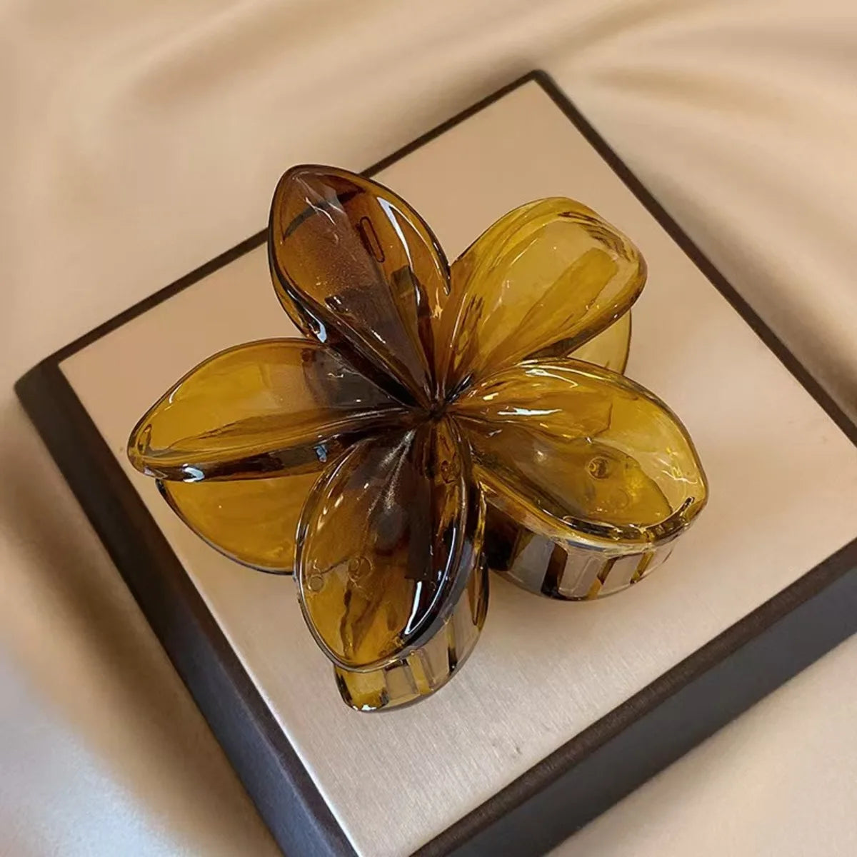 Women's Laser Mermaid Princess Flower Shaped 8cm/3.15in Large-Size Brown Beige Lightweight Plastic Hair Clips Fashionable
