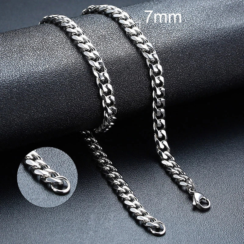 Vnox 18-70cm Curb Chain Necklaces 3-11mm Men's Miami Cuban Link Classic Punk Heavy Metal Stainless Steel Long Women Necklace