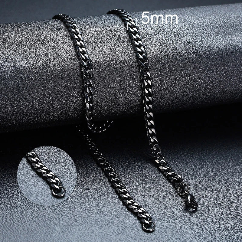 Vnox 18-70cm Curb Chain Necklaces 3-11mm Men's Miami Cuban Link Classic Punk Heavy Metal Stainless Steel Long Women Necklace