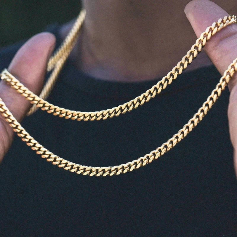 Vnox 18-70cm Curb Chain Necklaces 3-11mm Men's Miami Cuban Link Classic Punk Heavy Metal Stainless Steel Long Women Necklace