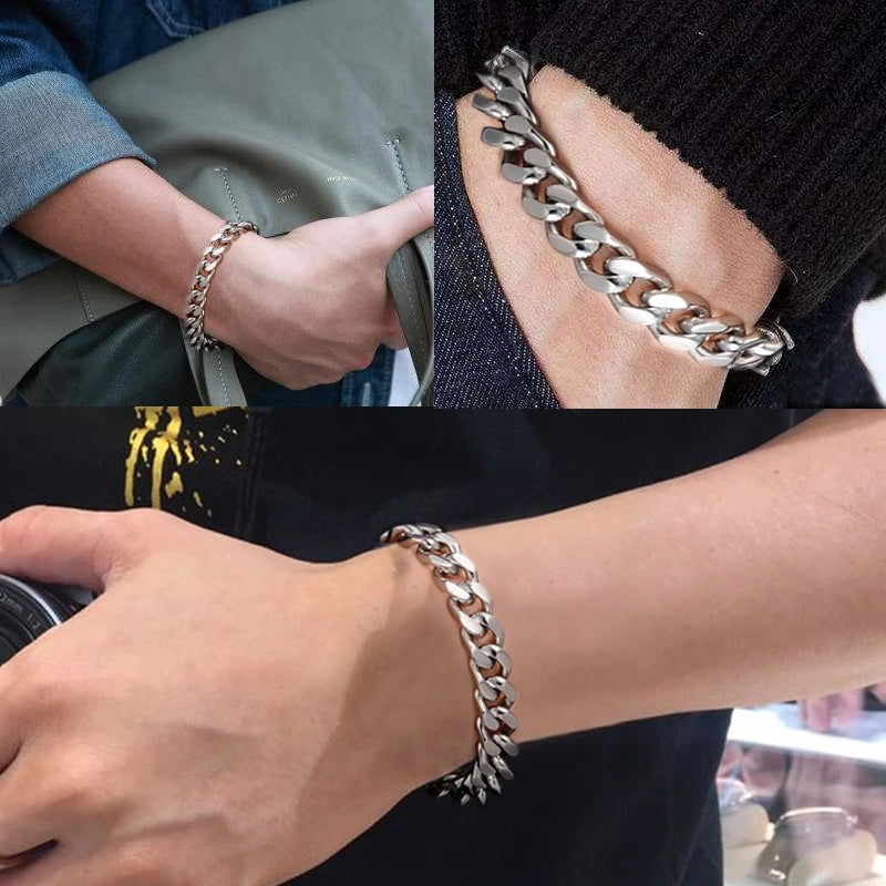 Vnox 18-70cm Curb Chain Necklaces 3-11mm Men's Miami Cuban Link Classic Punk Heavy Metal Stainless Steel Long Women Necklace
