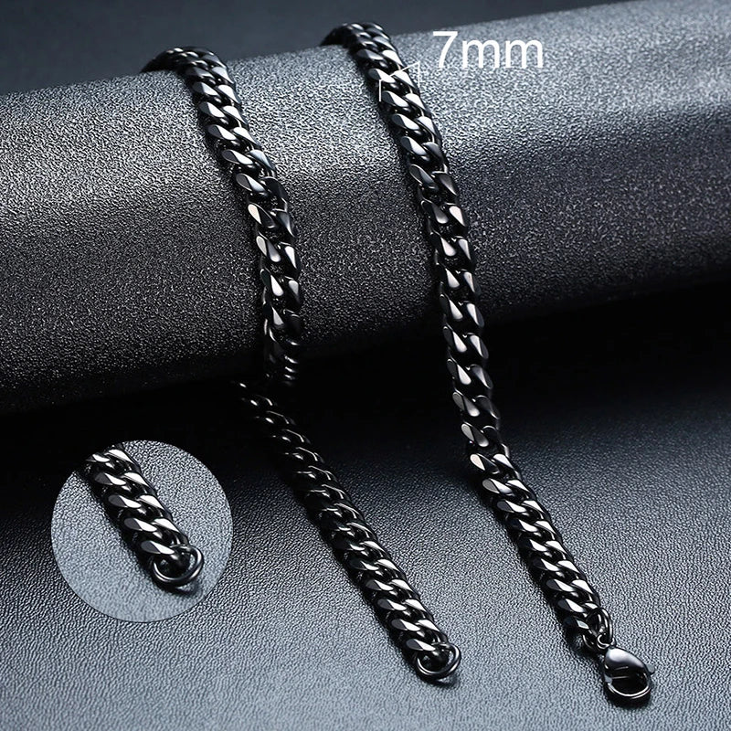 Vnox 18-70cm Curb Chain Necklaces 3-11mm Men's Miami Cuban Link Classic Punk Heavy Metal Stainless Steel Long Women Necklace