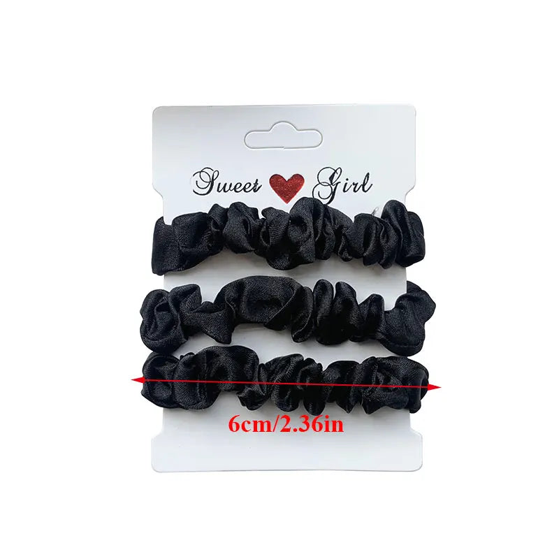 3pcs/set Woman Silk Hair Scrunchies Set Solid Colors Rubber Band Girls Ponytail Holders Hair Ties Women Hair Accessories