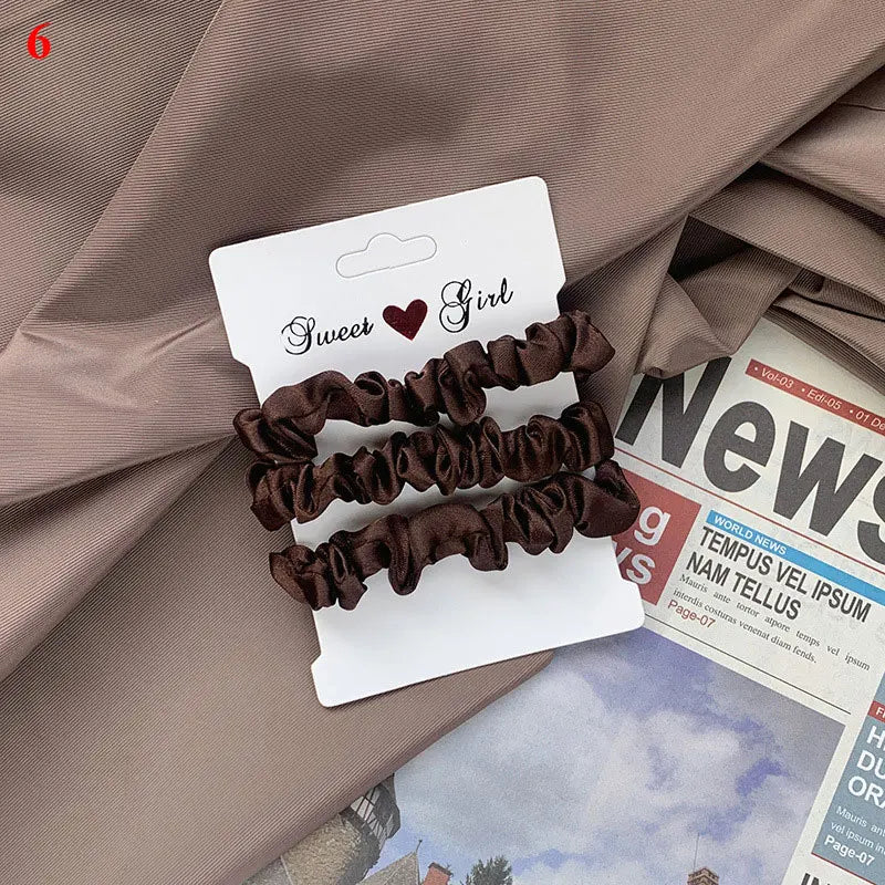 3pcs/set Woman Silk Hair Scrunchies Set Solid Colors Rubber Band Girls Ponytail Holders Hair Ties Women Hair Accessories