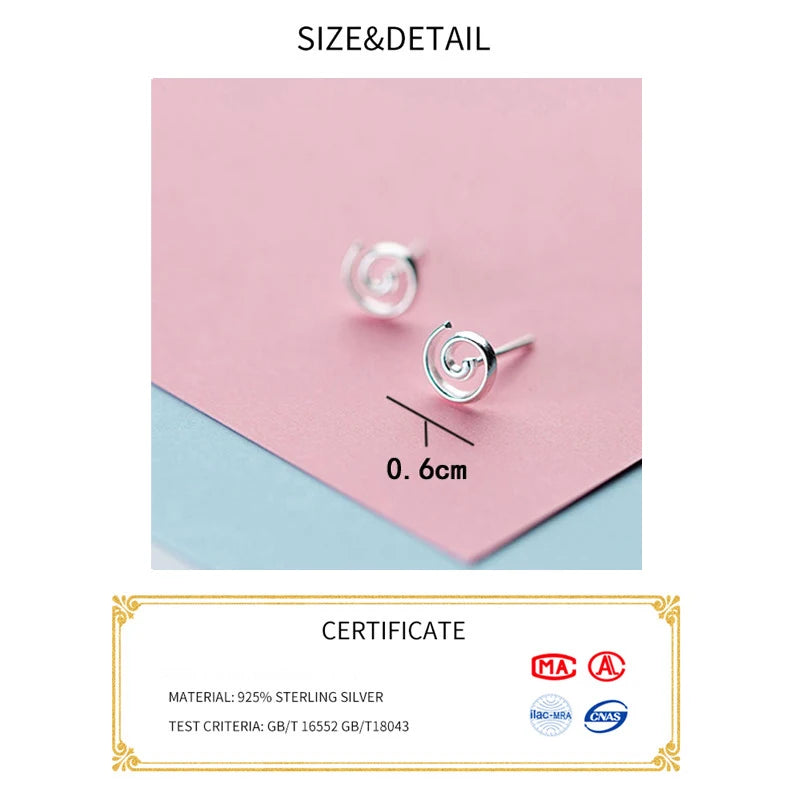 La Monada Circle Spiral Earrings Studs 925 Sterling Silver Women Fine Jewelry Minimalist Stud Earrings For Women Silver 925