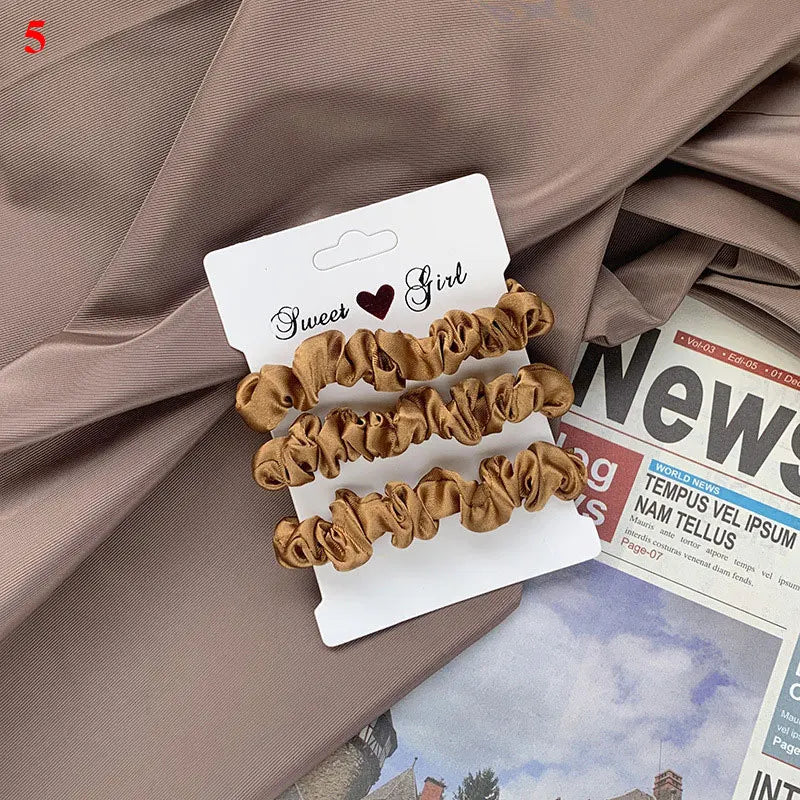3pcs/set Woman Silk Hair Scrunchies Set Solid Colors Rubber Band Girls Ponytail Holders Hair Ties Women Hair Accessories