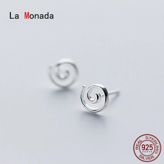 La Monada Circle Spiral Earrings Studs 925 Sterling Silver Women Fine Jewelry Minimalist Stud Earrings For Women Silver 925