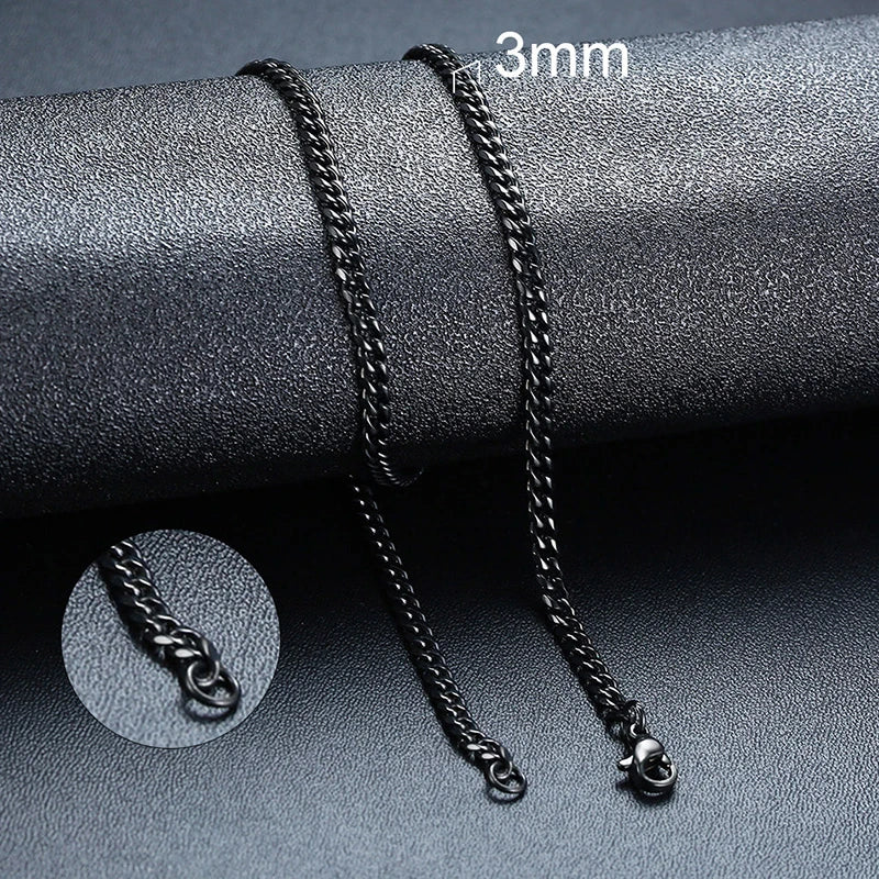 Vnox 18-70cm Curb Chain Necklaces 3-11mm Men's Miami Cuban Link Classic Punk Heavy Metal Stainless Steel Long Women Necklace