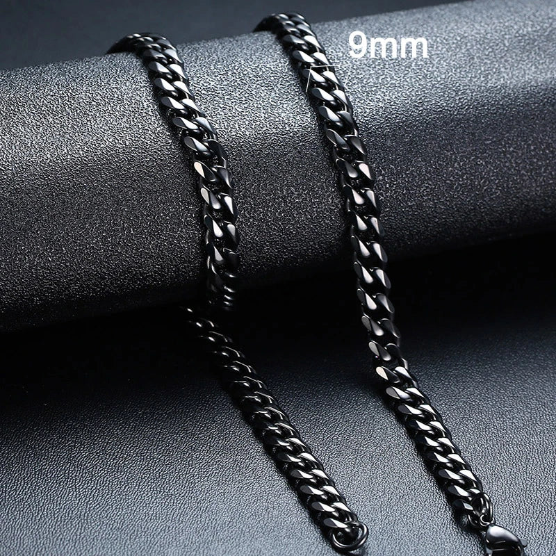 Vnox 18-70cm Curb Chain Necklaces 3-11mm Men's Miami Cuban Link Classic Punk Heavy Metal Stainless Steel Long Women Necklace