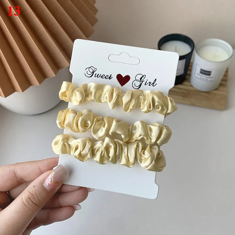 3pcs/set Woman Silk Hair Scrunchies Set Solid Colors Rubber Band Girls Ponytail Holders Hair Ties Women Hair Accessories