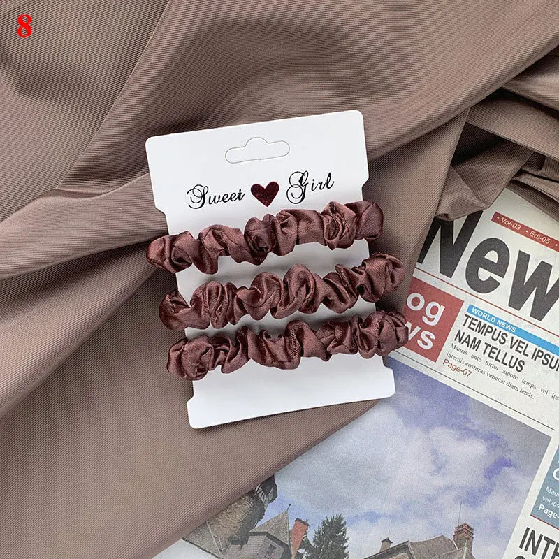 3pcs/set Woman Silk Hair Scrunchies Set Solid Colors Rubber Band Girls Ponytail Holders Hair Ties Women Hair Accessories