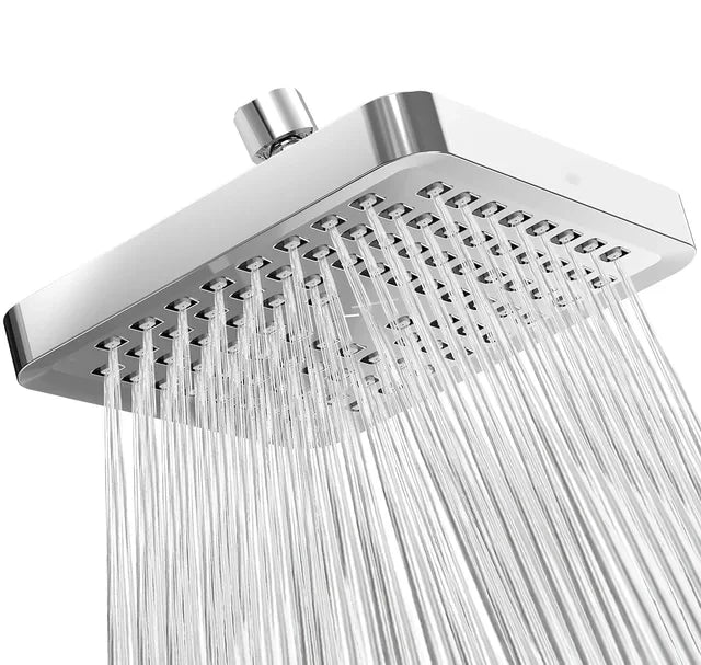 New 6 inches High Pressure Rain Shower Head with Arm 1min Installation Polished Chrome Rainfall Showerhead Anti-Clogging Nozzles