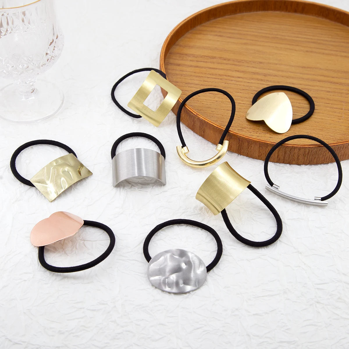 New Korea Women Hair Ropes Metal Hair Bands Ponytail Holder Rubber Band Gum for Hair Ties Scrunchies Hairband Hair Accessories