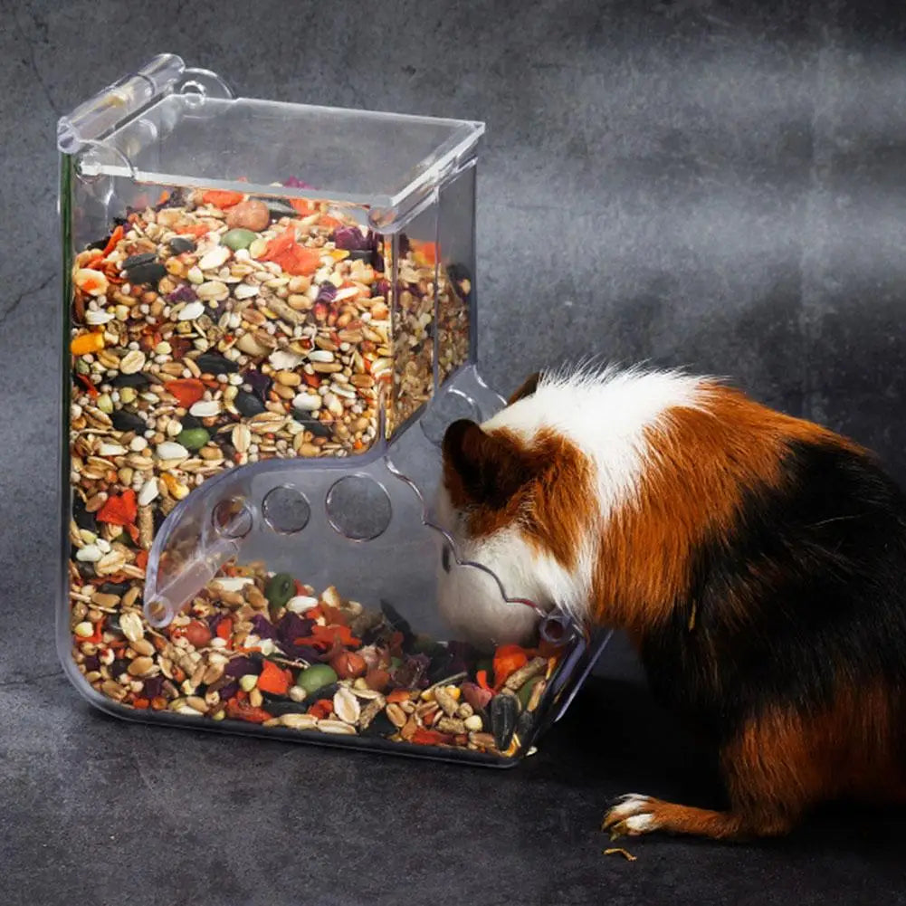 Hamster Rabbit Food Dispenser Feeder Plastic Clear Automatic Pet Feeder For Hamster Guinea Pigs Food Bowl Container