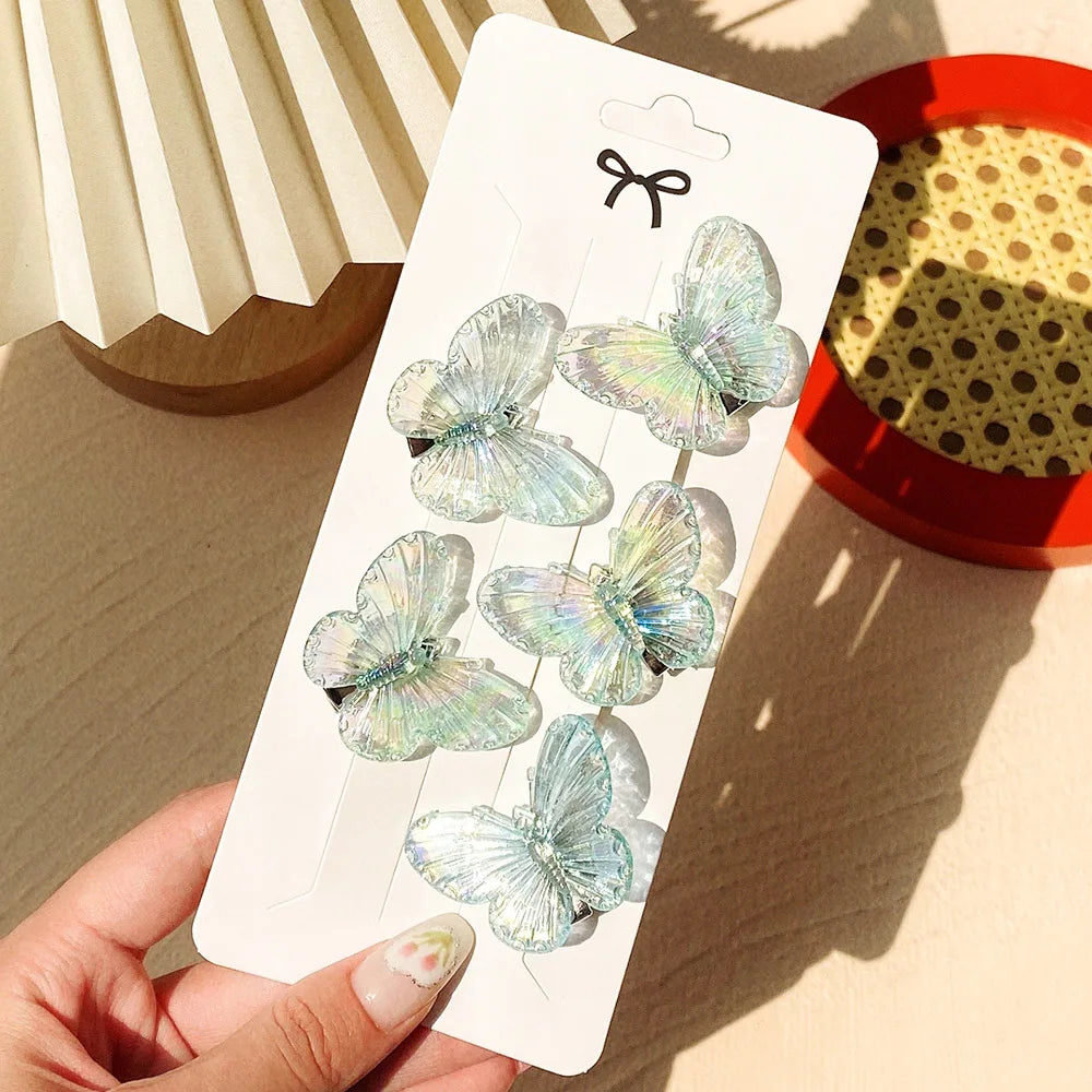 5Pcs/set Mermaid Color Fairy Butterfly Hair Clips For Women Girls  Colorful Hairpins Barrettes Headwear Fashion Hair Accessories