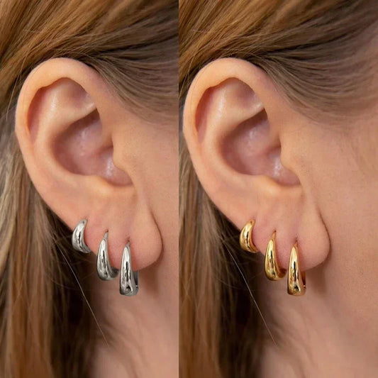 6Pcs/set copper metal Minimalist Huggie Hoop Earrings for Women Simple Metal Circle Small Earrings Punk Unisex Rock Jewelry
