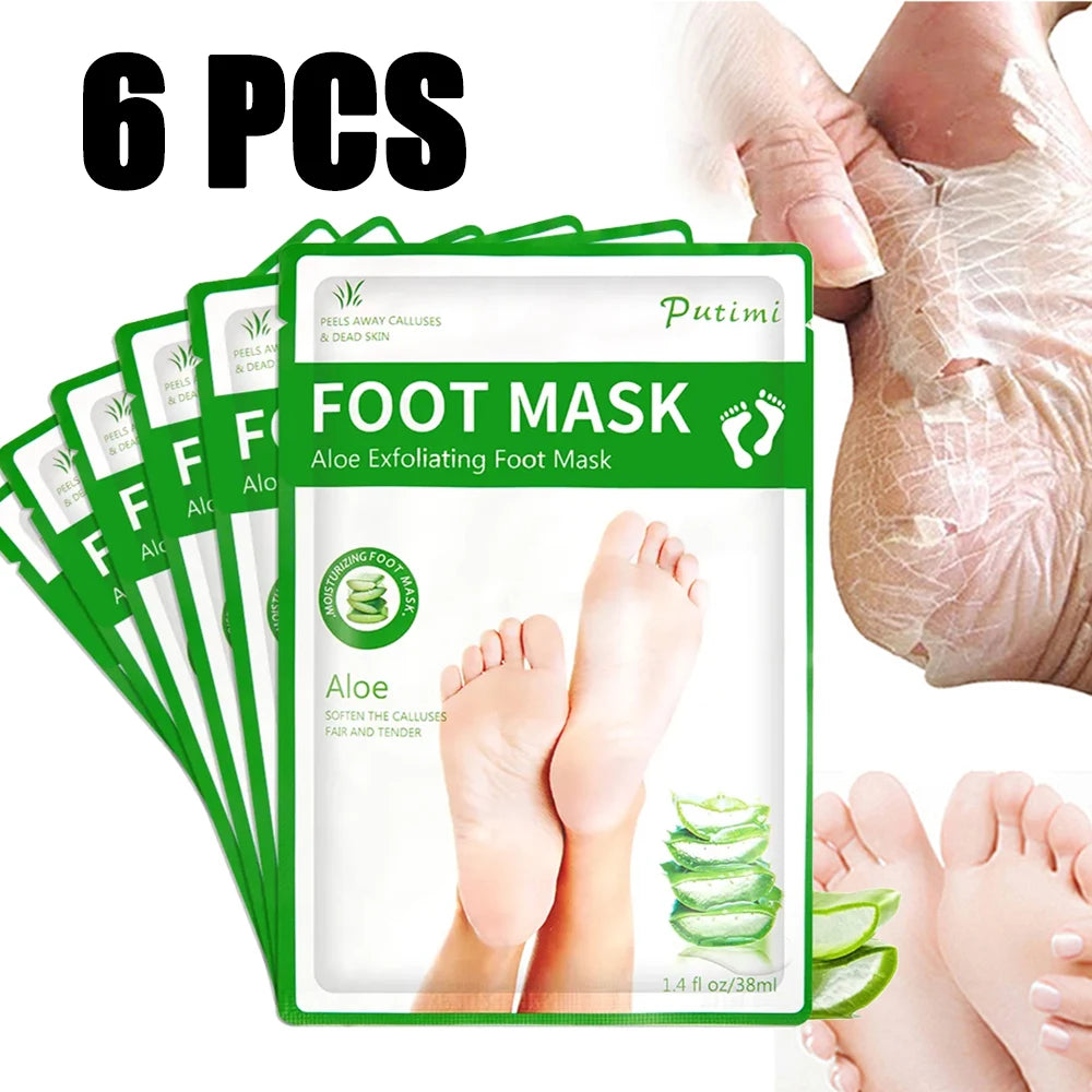 3/6/8 Pair Exfoliating Feet Mask Exfoliating Foot Peel Mask Socks Pedicure Peeling Dead Skin Remover Feet Mask Peel Moisturizing