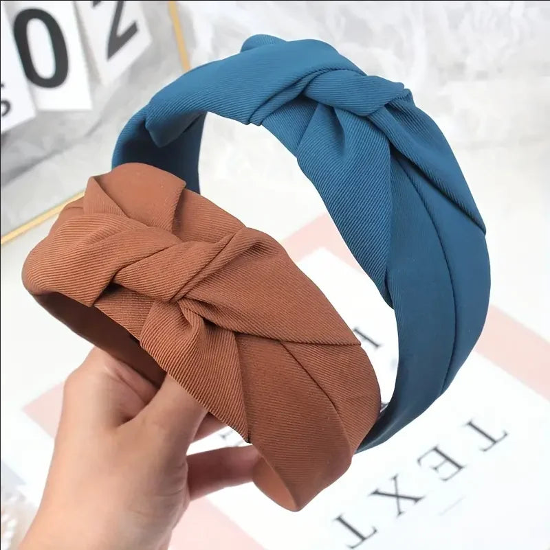 New Fashion Knotted Headbands for Women Solid Color Girls Cloth Hair Bands Wide Hairband Soft Hair Hoop Hair Accessories