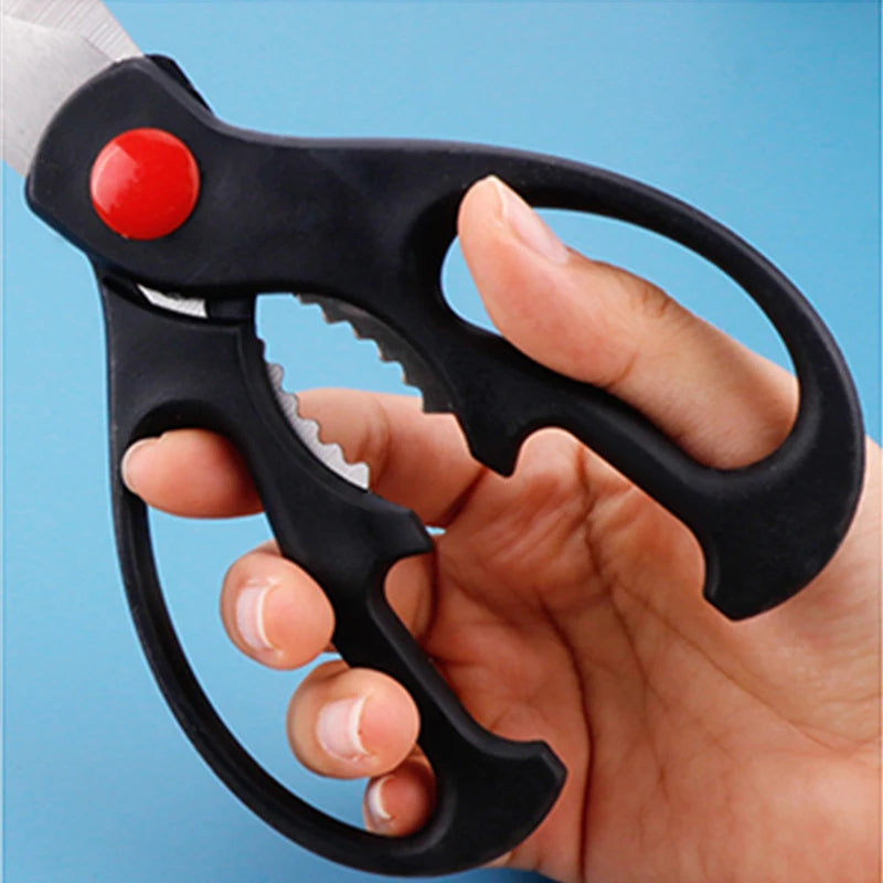 Scissors Stainless Steel Kitchen Household Bone Scissors Chicken Wings Fish Chopper Bottle Opener Clip Walnut Kitchen Tools