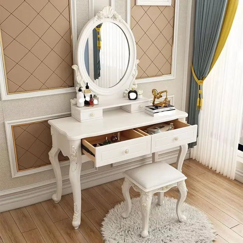 Mirror Storage Vanity Table Luxury Nordic Style European Bedroom Vanity Table Home Charm Coiffeuse Furniture Decor