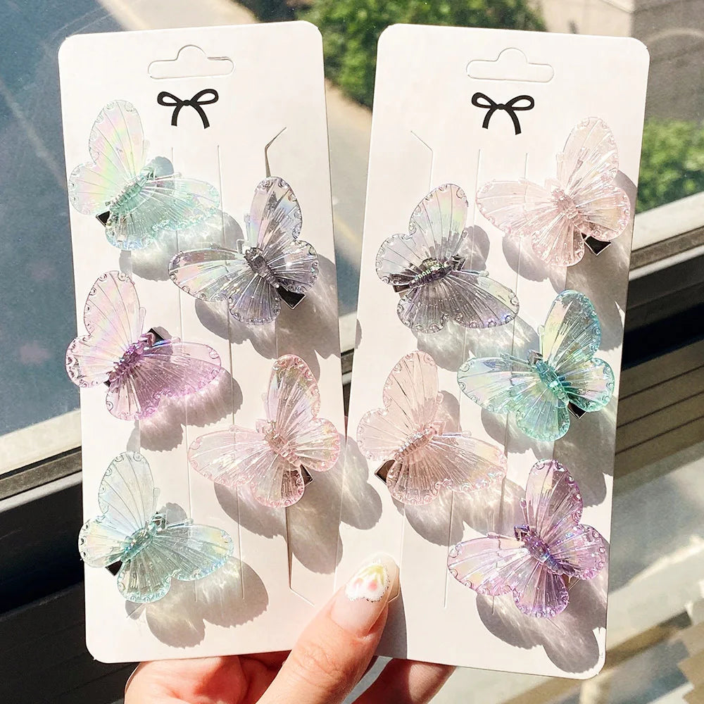 5Pcs/set Mermaid Color Fairy Butterfly Hair Clips For Women Girls  Colorful Hairpins Barrettes Headwear Fashion Hair Accessories