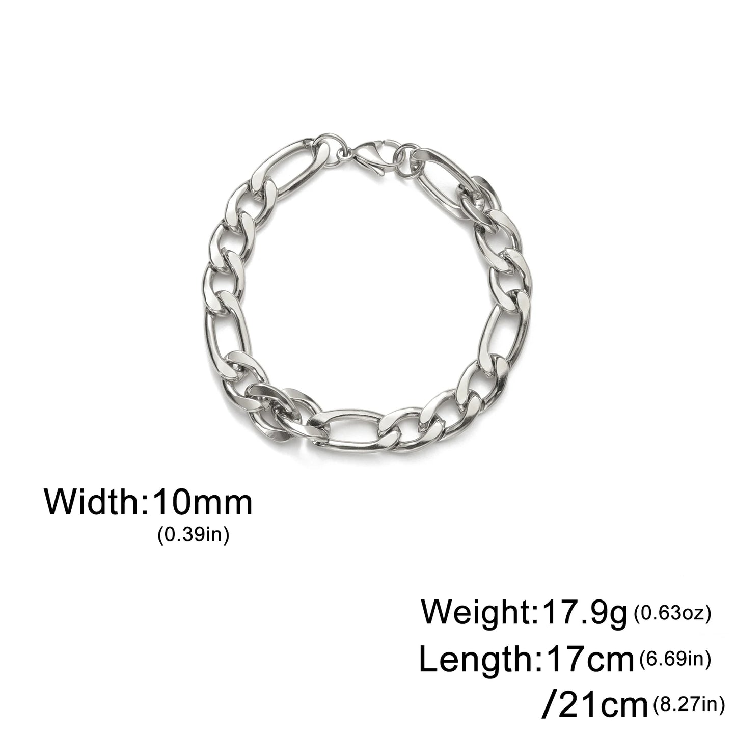 Lucktune Figaro Chain Bracelet for Men Women Stainless Steel Width 3-10 MM Bracelets Punk Jewelry Couple Gift Pulsera Hombre New