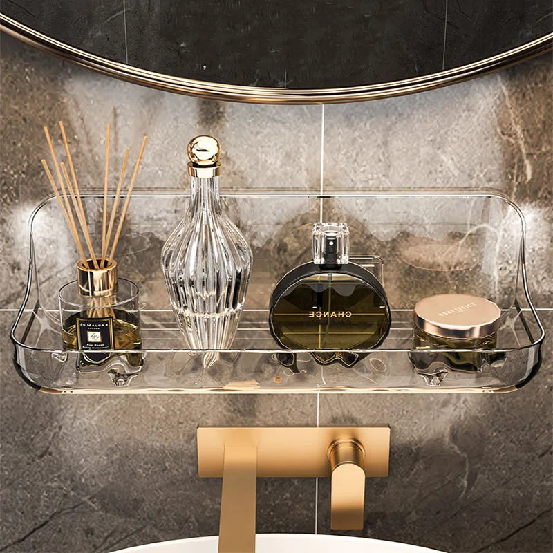 Bathroom Washstand Shelf Acryli No Drill Organizer Shower Storage Rack Cosmetics Storage Rack Wall Mounted Toilet Shampoo Holder