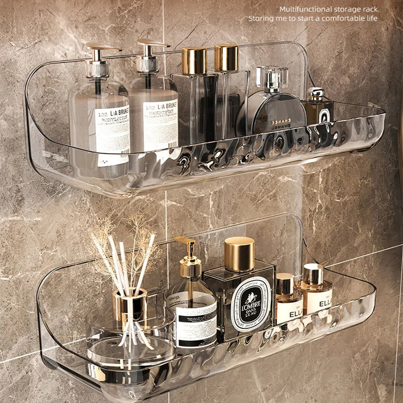 Bathroom Washstand Shelf Acryli No Drill Organizer Shower Storage Rack Cosmetics Storage Rack Wall Mounted Toilet Shampoo Holder