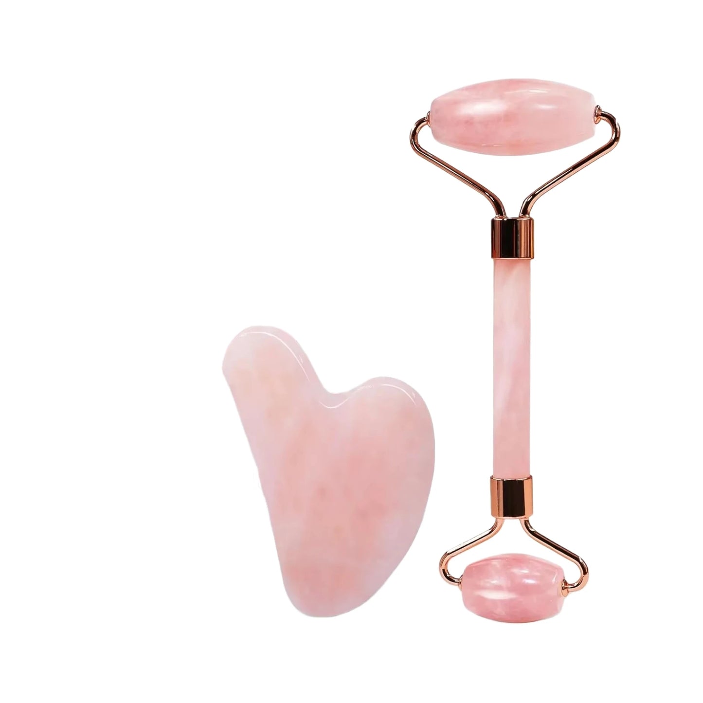 Green Natural Jade Roller Gua Sha Set Facial Body Massager Roller Face Lifting Beauty Massage Tools Rose Glass Quartz Massager