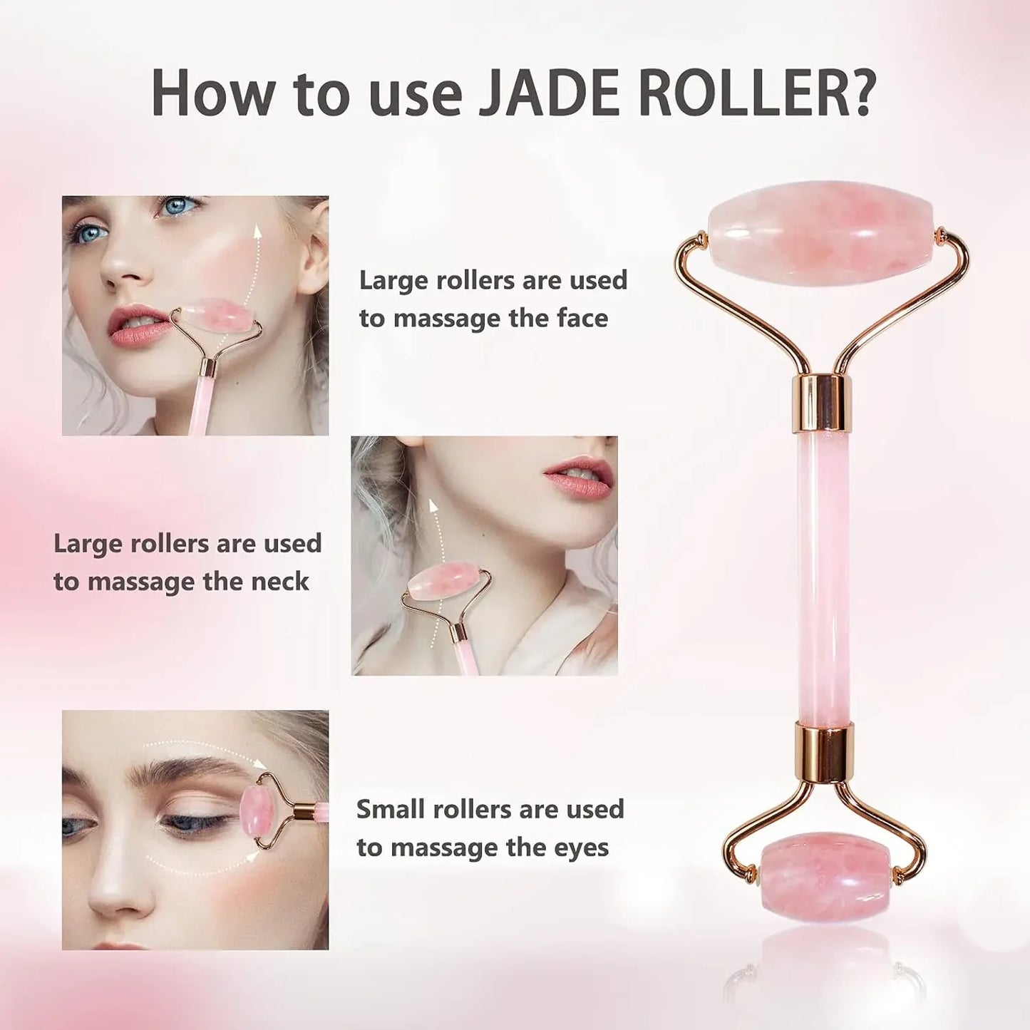 Green Natural Jade Roller Gua Sha Set Facial Body Massager Roller Face Lifting Beauty Massage Tools Rose Glass Quartz Massager