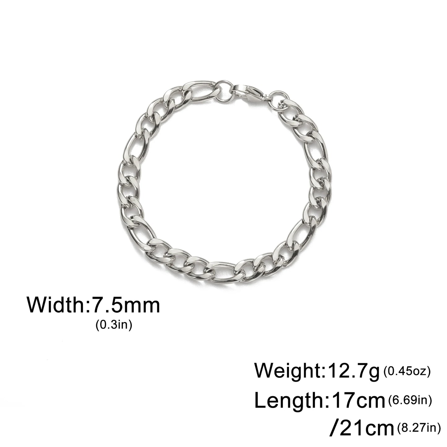 Lucktune Figaro Chain Bracelet for Men Women Stainless Steel Width 3-10 MM Bracelets Punk Jewelry Couple Gift Pulsera Hombre New
