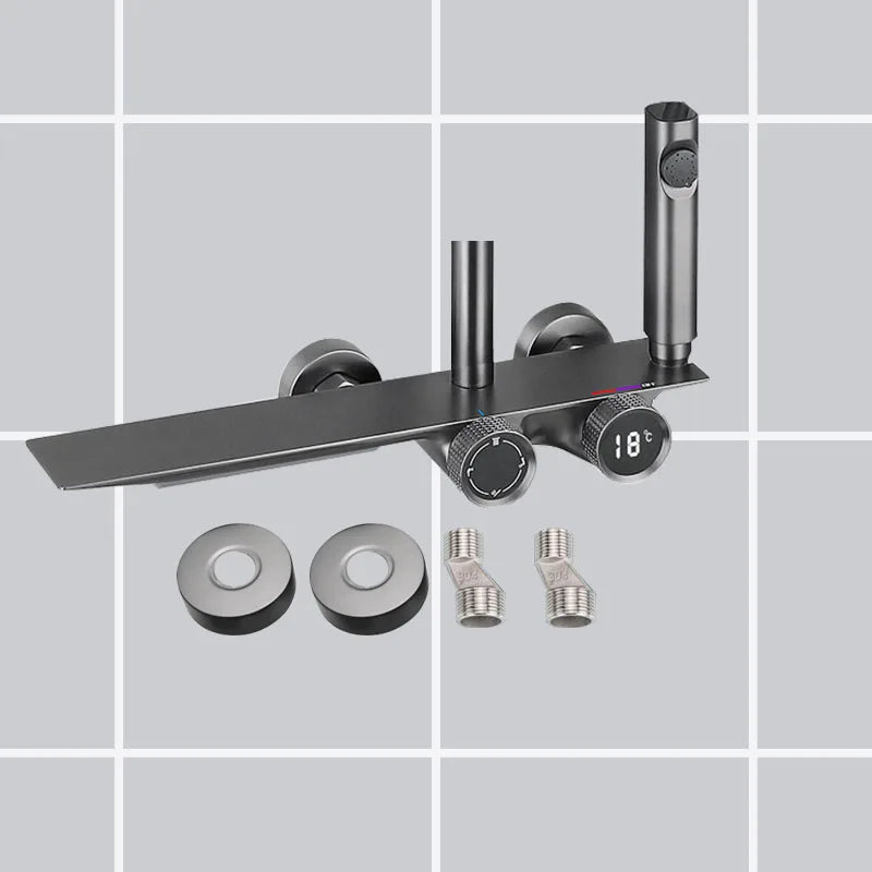 Shower Set Accessories Brass Shower System Bathroom Thermostatic Faucet Hot Cold Mixed Bathtub Shower Faucet LED Digital Faucet