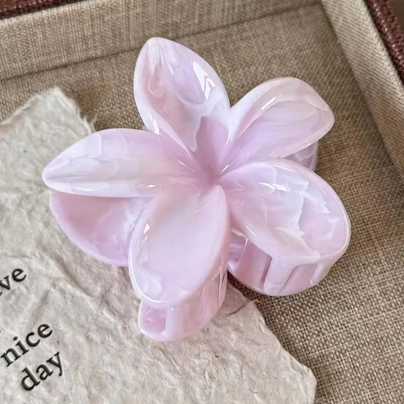 2 Pcs Hawaiian Flower Claw Clips for Women,Marble Vein Flower Hair Claw Clips for Thin Hair,Cute Beach Hair Accessories