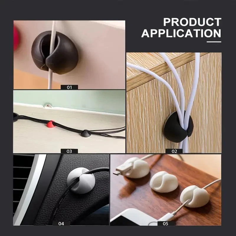 6-Pack Cable Clips Desktop Data Cable Clips Cable Clip Organizer For Home Cable Storage Devices Office And Car Charging Acce