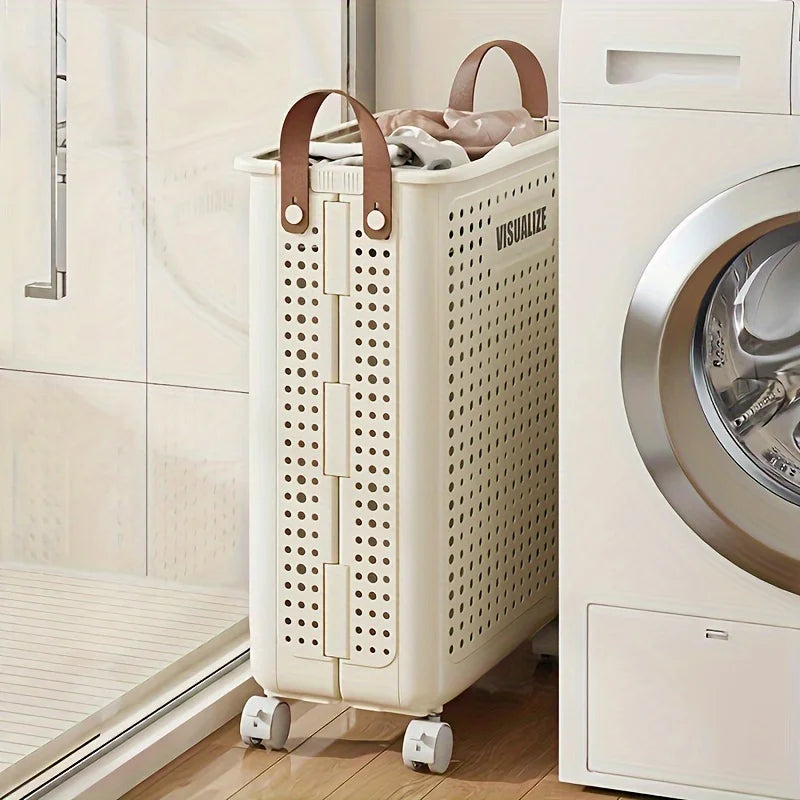Extra Large Wheeled Folding Laundry Basket Breathable Large Capacity with Handles Suitable For Families Hotels and Dormitories