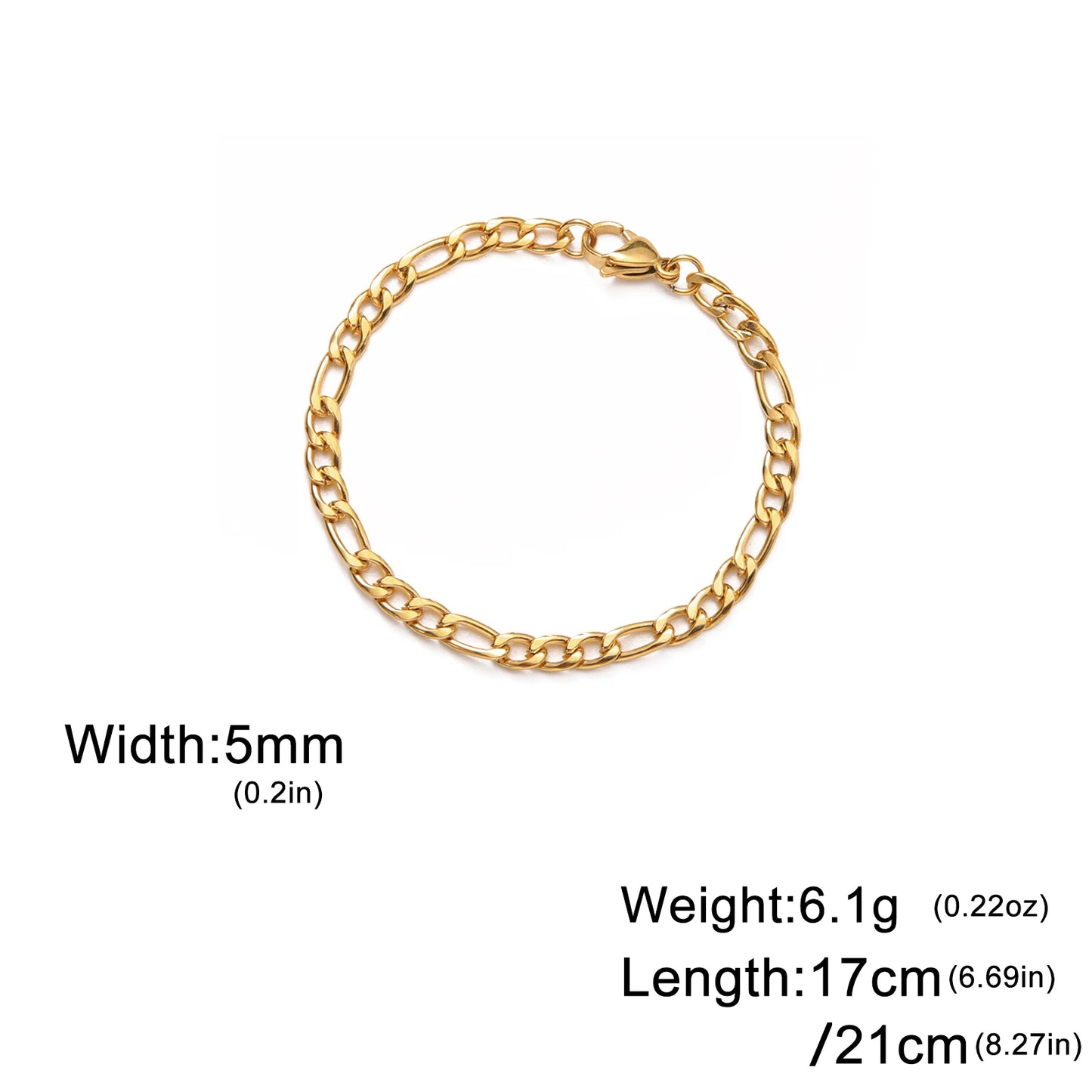 Lucktune Figaro Chain Bracelet for Men Women Stainless Steel Width 3-10 MM Bracelets Punk Jewelry Couple Gift Pulsera Hombre New