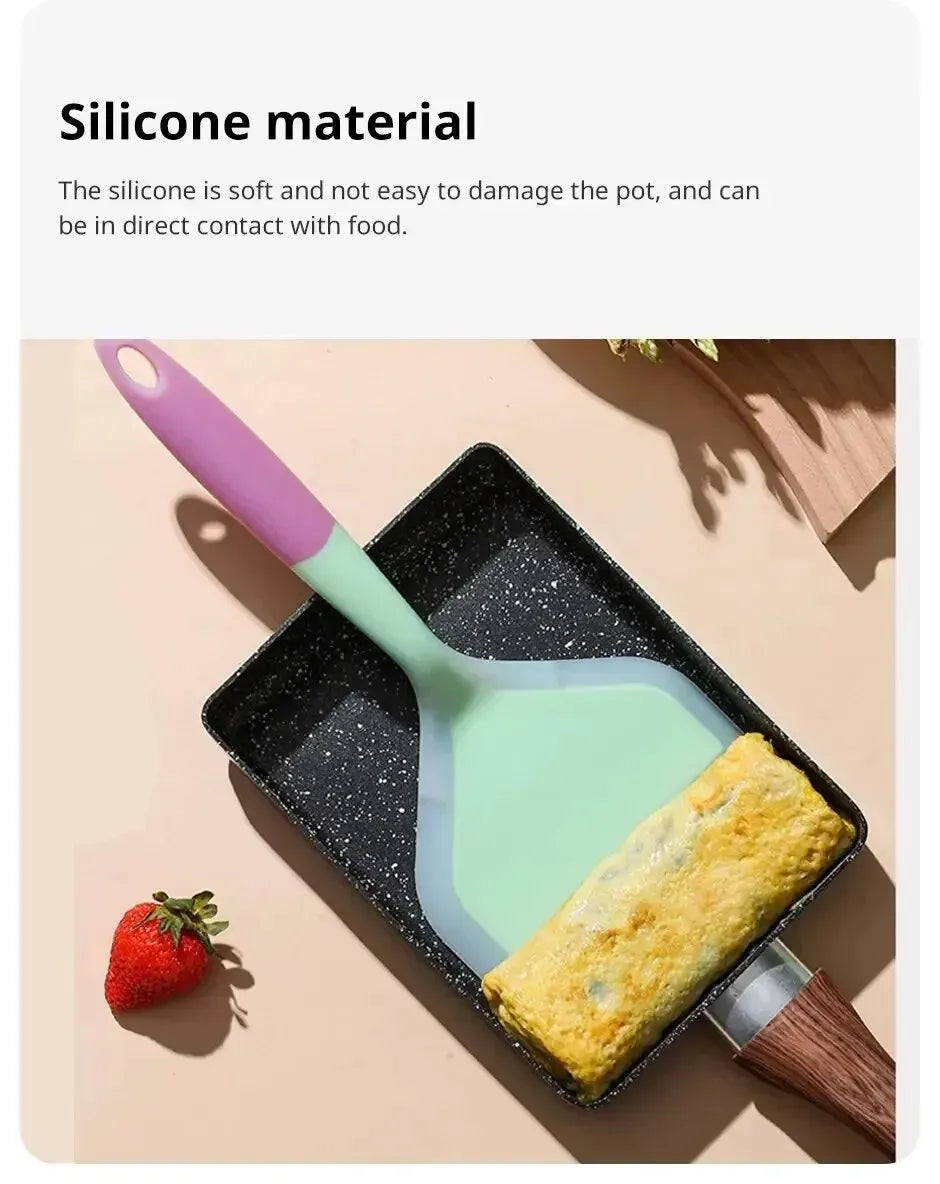 1PCS Random Color Silicone Kitchen Ware Cooking Utensils Spatula Beef Meat Egg Kitchen Scraper Wide Pizza Cooking Tools Shovel
