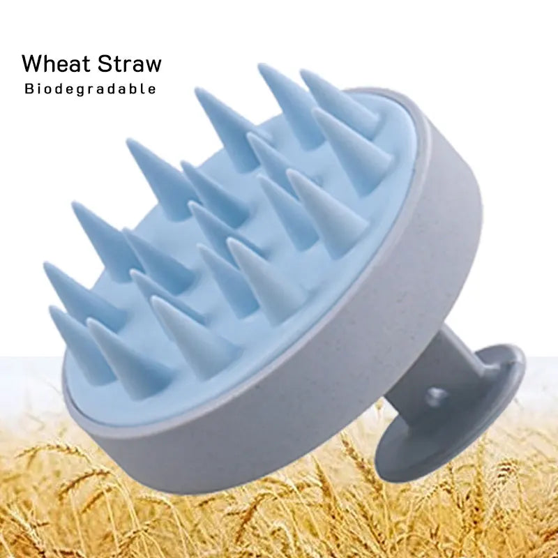Hair Scalp Massager Brush Eco Friendly Hair Exfoliator Brush Wheat Straw Head Scrubber Silicone Scalp Massager Shampoo Brush