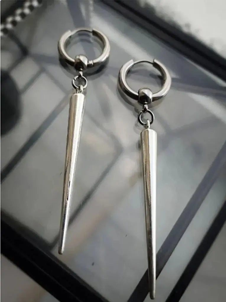 spike huggie hoop earrings, large spike, gothic earrings, punk, emo, alternative, women's earrings, mens jewelry