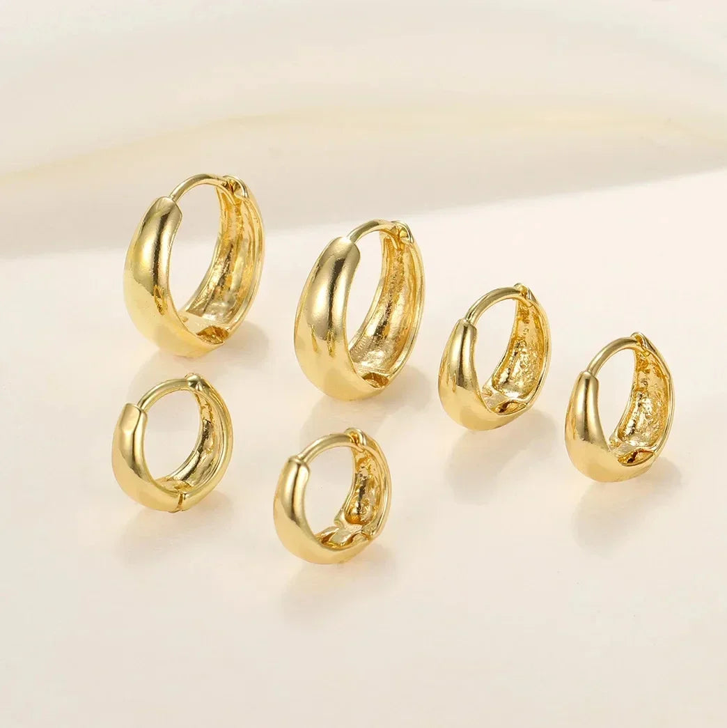 6Pcs/set copper metal Minimalist Huggie Hoop Earrings for Women Simple Metal Circle Small Earrings Punk Unisex Rock Jewelry
