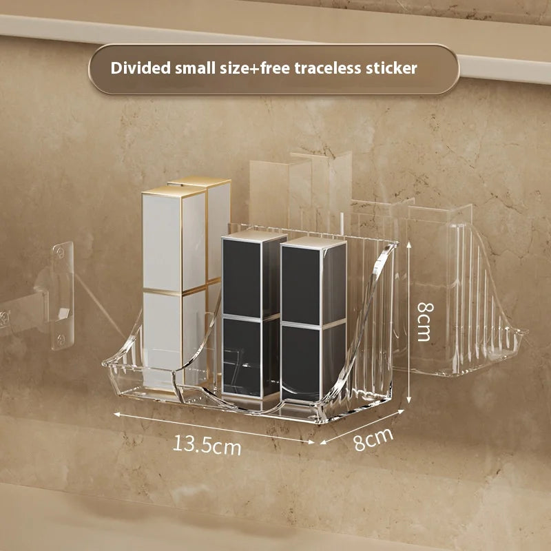 Mirror cabinet storage box bathroom cabinet wall mounted transparent slanted shelf cosmetics lipstick jewelry sorting box