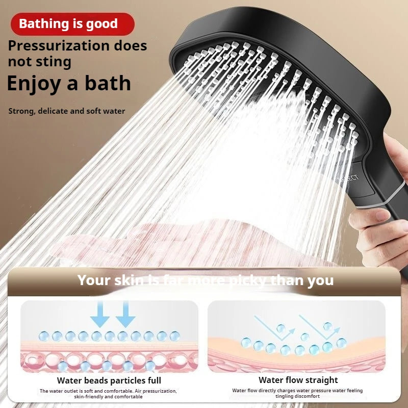 13CM Big Panel High Pressure Shower Head with Filter 3 Modes Large Flow Spray Rainfall Nozzle Square Bathroom ShowerHead