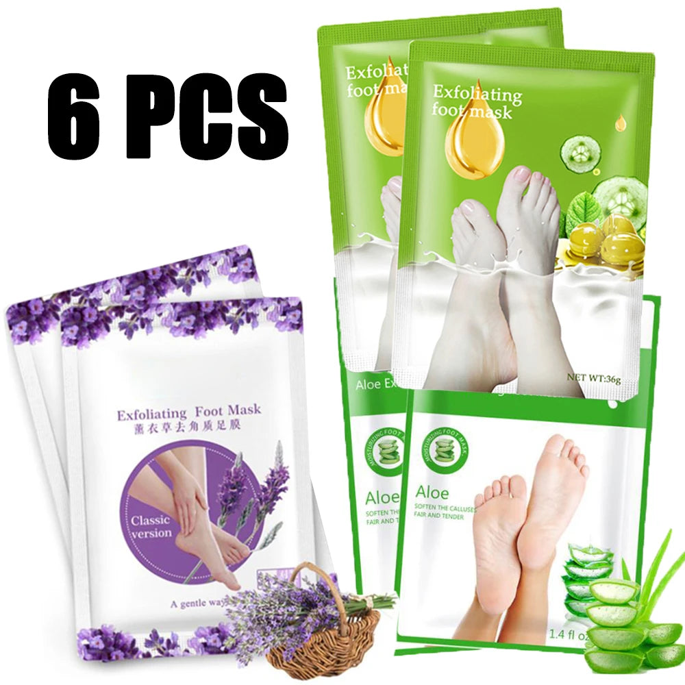3/6/8 Pair Exfoliating Feet Mask Exfoliating Foot Peel Mask Socks Pedicure Peeling Dead Skin Remover Feet Mask Peel Moisturizing