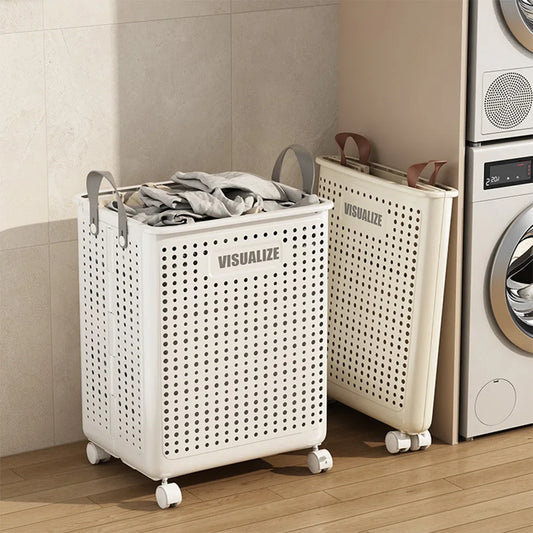 Extra Large Wheeled Folding Laundry Basket Breathable Large Capacity with Handles Suitable For Families Hotels and Dormitories