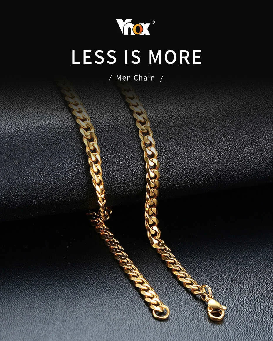 Vnox 3-7mm Cuban Chain Necklaces for Men Women, Stainless Steel Miami Curb Links Chain, Basic Cool Boy Collar