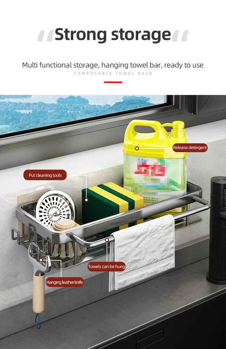 Non perforated kitchen storage rack cloth drain rack, sink dishwashing cloth sponge storage basket bathroom storage rack