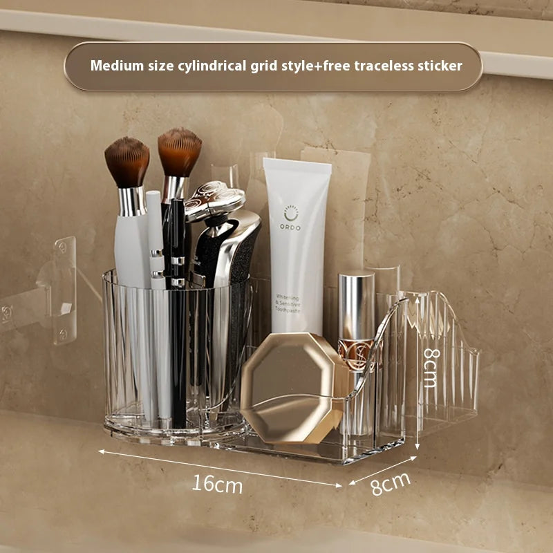 Mirror cabinet storage box bathroom cabinet wall mounted transparent slanted shelf cosmetics lipstick jewelry sorting box